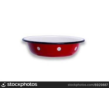empty red iron bowl isolated on white background