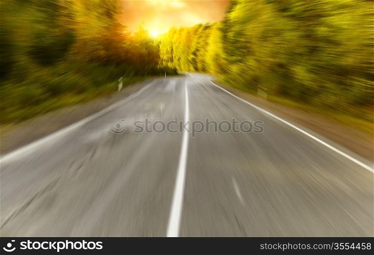 Empty road, abstract concept of high speed with motion f/x