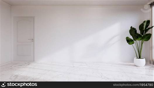 Empty room - Clean room ,Minimalist interior design, white wall on granite tiles floor. 3d rendering