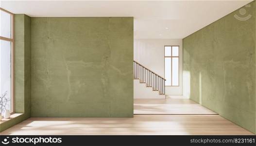 Empty room - green wall on wood floor∫erior