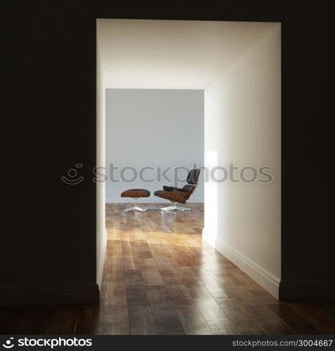 Empty room in a modern house shadow version