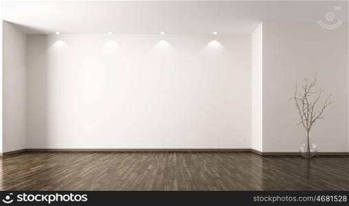 Empty room interior background with glass vase with branch 3d rendering