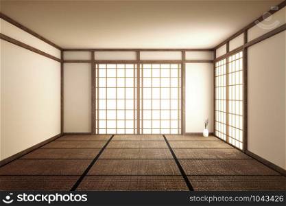 Empty room interior zen style. 3d rendering