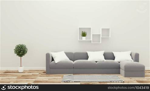 empty room,sofa and plants,tropical modern empty room. 3D rendering