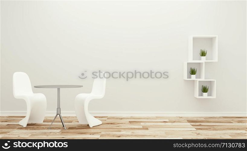empty room,two chairs and table,tropical modern empty room. 3D rendering