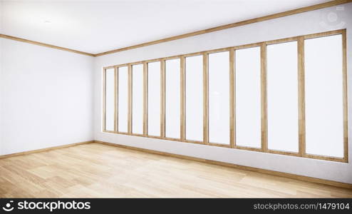 Empty room white on wooden floor interior design.3D rendering