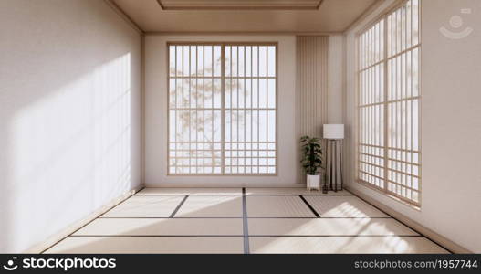 Empty room, white room, Clean modern room ,japanese style.3D rendering