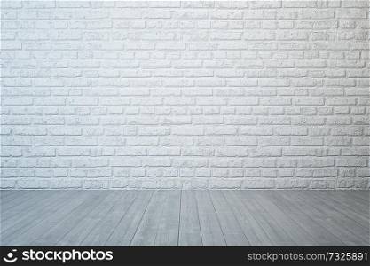empty room with brick wall and concrete floor