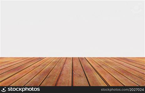 Empty room with brown wooden floor or desktop background. Table top for advertising and copy space. Architecture and interior concept. 3D illustration rendering