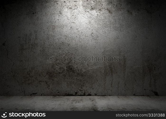 empty room with grunge concrete wall and cement floor