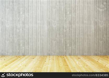 empty room with wooden wall and floor