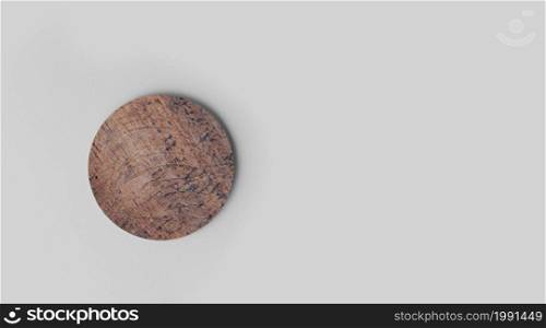 Empty round cork coaster, isolated on grey background. Perfect as food display.