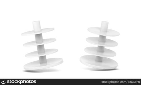 Empty round market shelf. 3d illustration isolated on white background. Promo rack