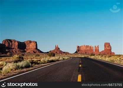 Empty scenic highway in Monument Valley. Empty scenic highway in Monument Valley, Arizona, USA