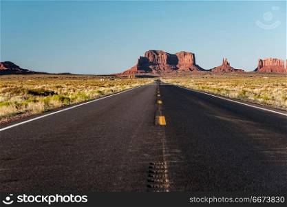 Empty scenic highway in Monument Valley. Empty scenic highway in Monument Valley, Arizona, USA
