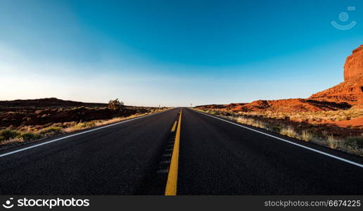 Empty scenic highway in Monument Valley. Empty scenic highway in Monument Valley, Arizona, USA