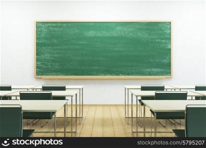 empty school classroom with blackboard