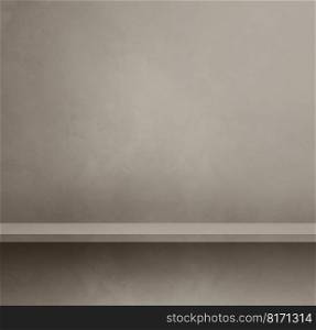 Empty shelf on a warm grey concrete wall. Background template scene. Square mockup. Empty shelf on a warm grey concrete wall. Background template. Square mockup