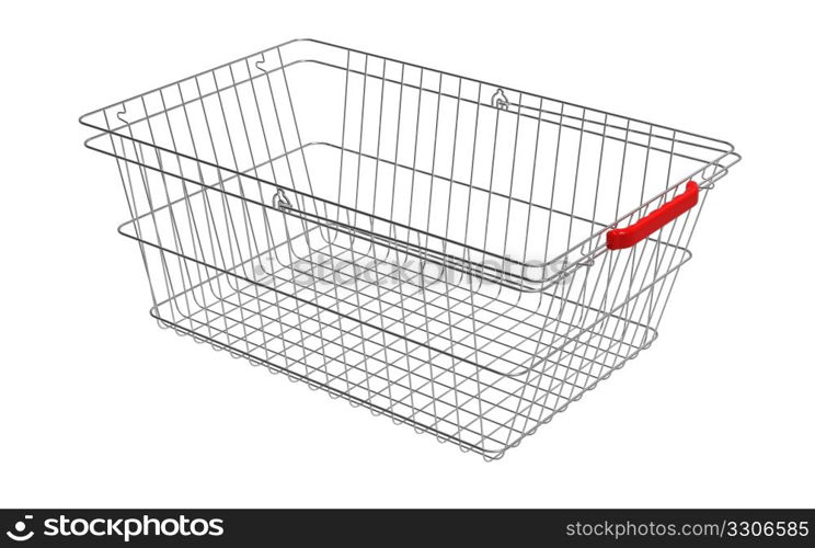Empty shopping basket isolated on white 3d render