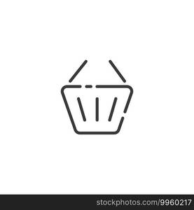 Empty shopping basket thin line icon. Isolated outline commerce vector illustration