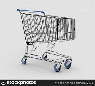 Empty shopping cart in grey studio