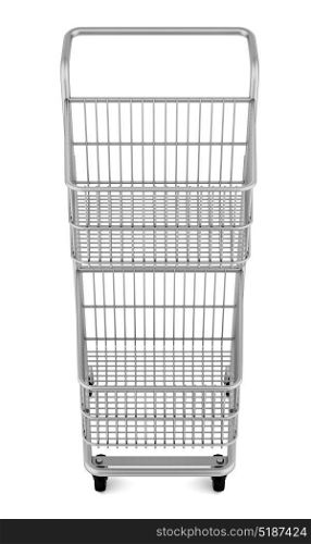 empty shopping cart isolated on white background. 3d illustration