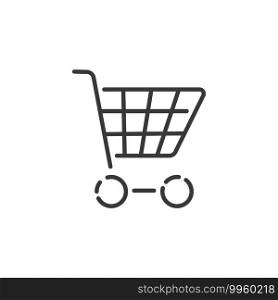 Empty shopping cart thin line icon. Isolated outline commerce vector illustration