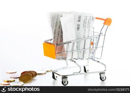 Empty shopping cart with white background