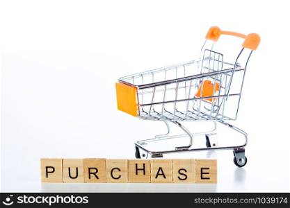 Empty shopping cart with white background