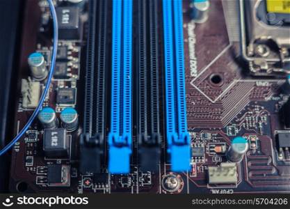 Empty slots on a computer motherboard