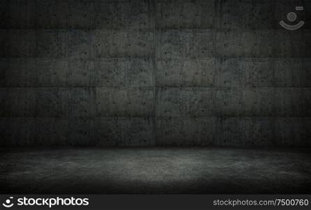 Empty space grungy concrete wall and stone floor room . Style interior for design,text and picture .
