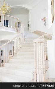 Empty staircase in luxurious home