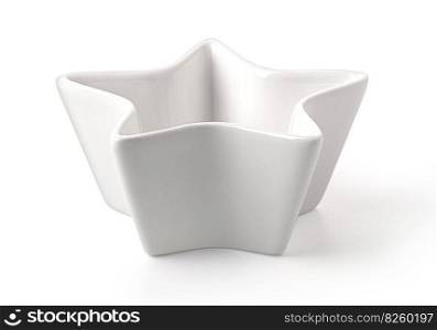 Empty star shape ceramics plate isolated on white background with clipping path.