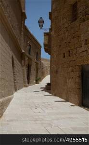 Empty steet of the citadel of Victoria Gozo