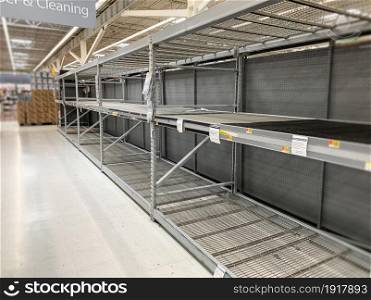 Empty Store Shelves During Coronavirus Pandemic.