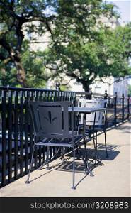 Empty table with two chairs, Savannah, Georgia, USA