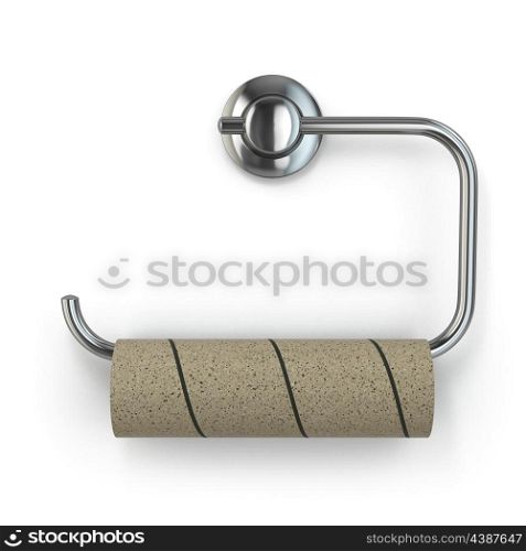 Empty toilet paper roll on white isolated background. 3d