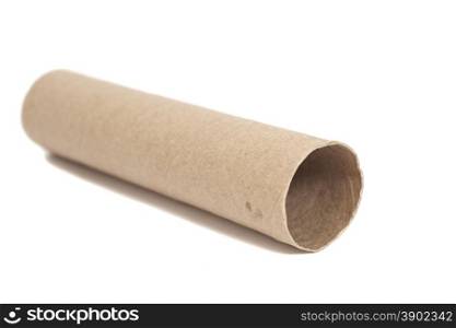 empty toilet roll on white background