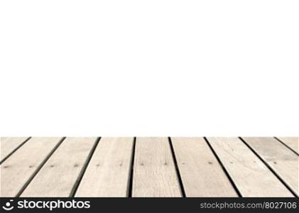Empty top of wooden table isolated on white background. For product display&#xA; &#xA;&#xA;