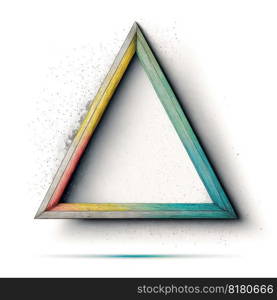 Empty triangle frame on white background. Concept of overlapped mystery colorful watercolor. Finest generative AI.. Empty triangle frame on white background.