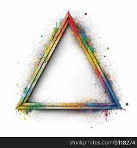 Empty triangle frame on white background. Concept of overlapped mystery colorful watercolor. Finest generative AI.. Empty triangle frame on white background.