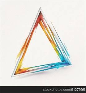 Empty triangle frame on white background. Concept of overlapped mystery colorful watercolor. Finest generative AI.. Empty triangle frame on white background.