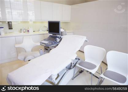 Empty Ultrasound Suite In Modern Hospital