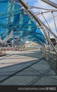 empty walk way on The Helix bridge in Singapore