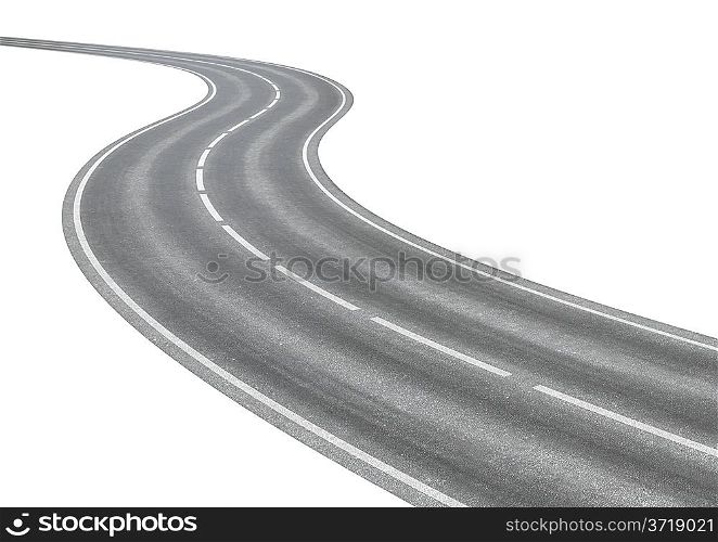 Empty weaving road (3d isolated workpieces on white background series)