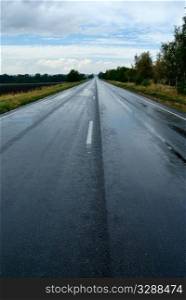 empty wet asphalt road. Landscape