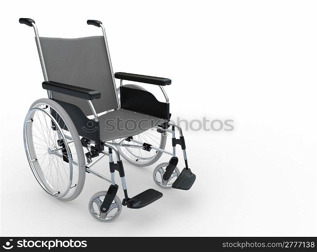 Empty wheelchair on white isolated background. 3d