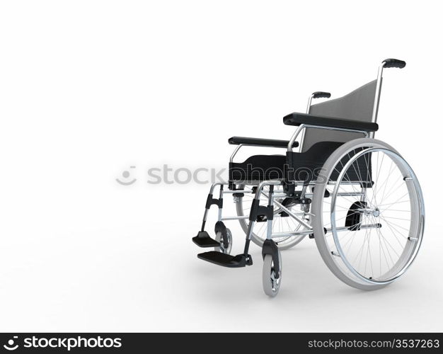 Empty wheelchair on white isolated background. 3d