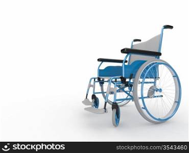 Empty wheelchair on white isolated background. 3d