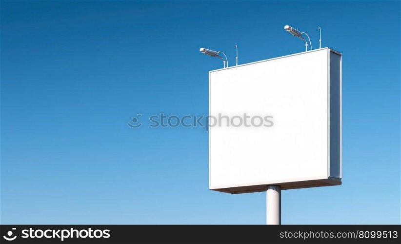 empty white advertising stand against the sky copy space generative ai.